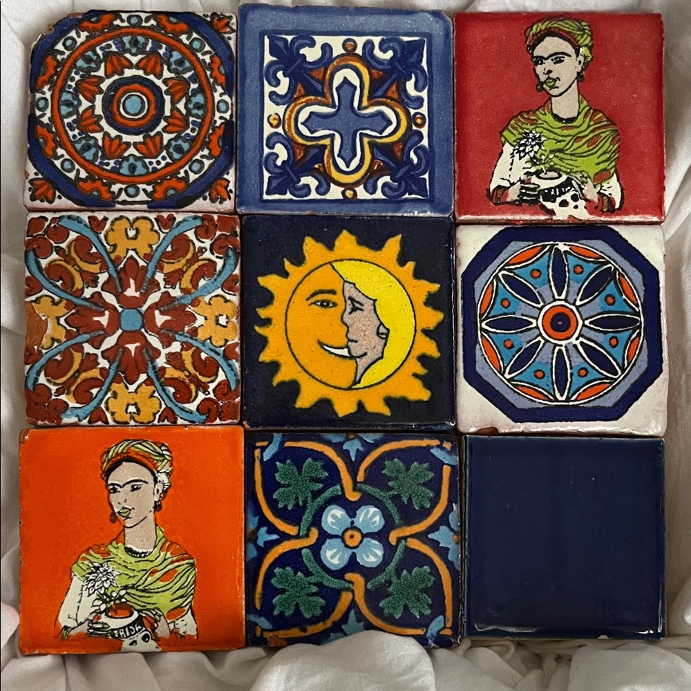 Frida Kahlo inspired Colorful Handmade Decorative Ceramic Tile